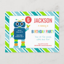 Kids Colorful Robot Birthday Invitation Postcard