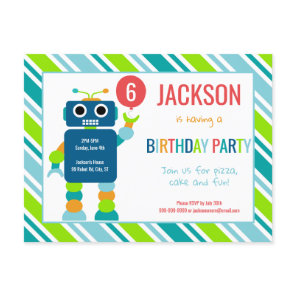 Kids Colorful Robot Birthday Invitation Postcard