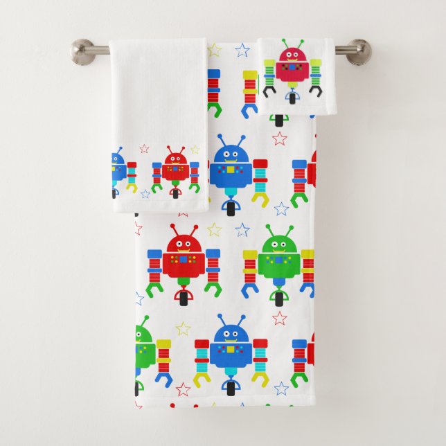 Kids Colorful Robot Towel Set (Insitu)