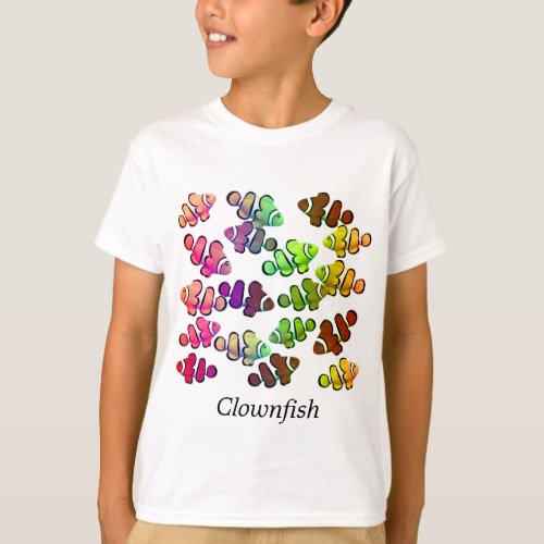 Kids Colorful School of Clownfish T_Shirt