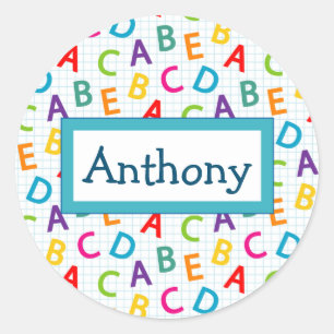 Kids colorful school pattern classic round sticker