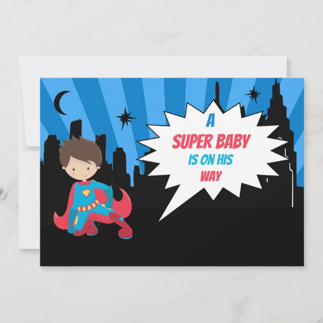*~*  Kids Colorful SUPERHEROS Bold Baby Shower Invitation (Front)