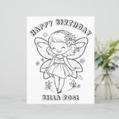 Kids Coloring book fairy birthday party activity (Standing Front)