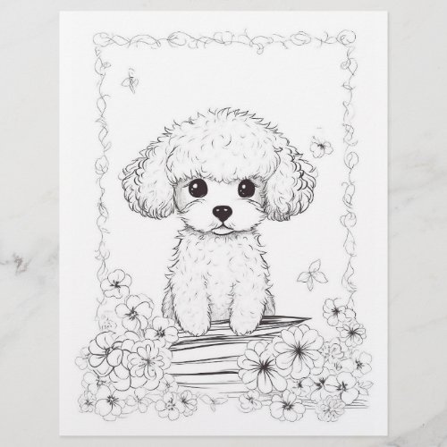 Kids coloring _ Poodle and Robot  Letterhead