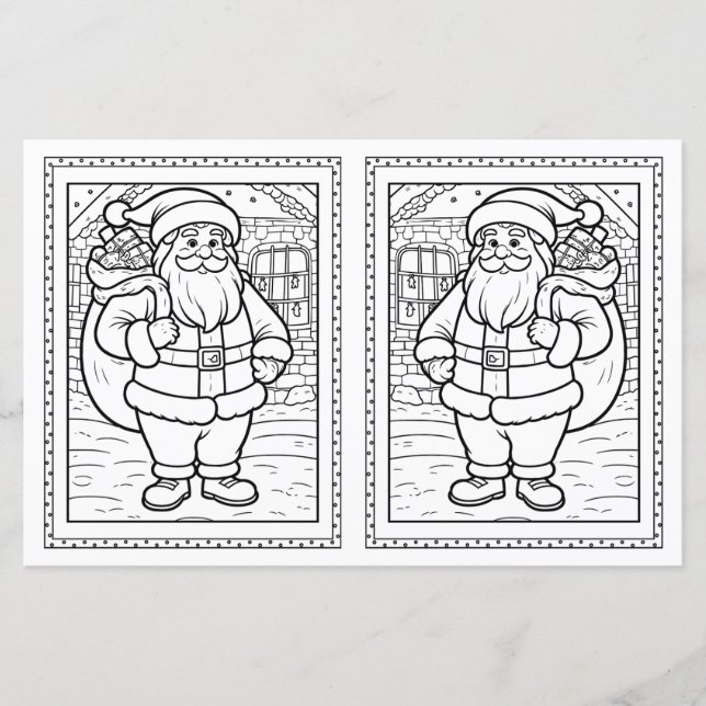 Kids Coloring Santa Paper Christmas Card Template (Front)