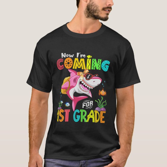Kids Coming For 1St Grade Shark Backpack Back To S T-Shirt (Front)