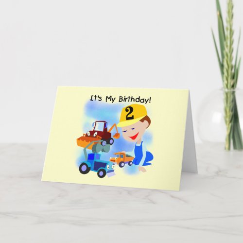 Kids Construction 2nd Birthday Tshirts and Gifts Card