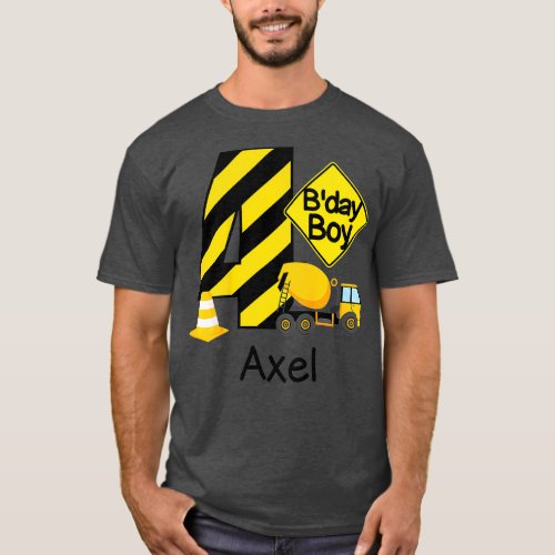 Kids Construction 4th Birthday Axel Boys 4 Years T_Shirt