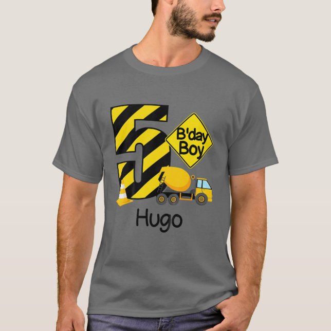 Kids Construction 5Th Birthday Hugo Boys 5 Years O T-Shirt (Front)