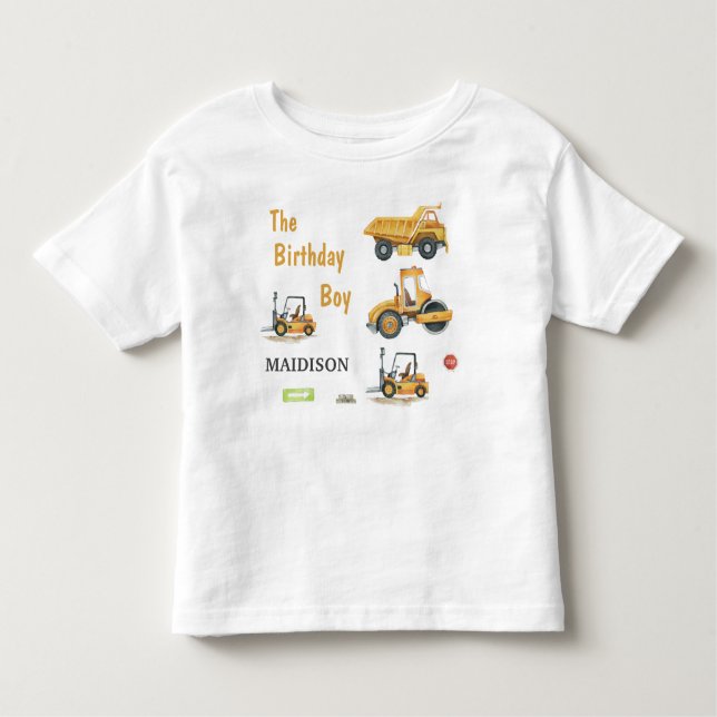 Kids Construction Birthday Boy Toddler  T-shirt (Front)