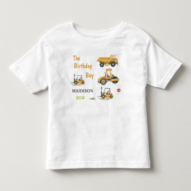 Kids Construction Birthday Boy Toddler  Toddler T-shirt (Front)