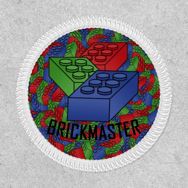 Kids Construction Building Blocks Red Blue Green Patch (Front)