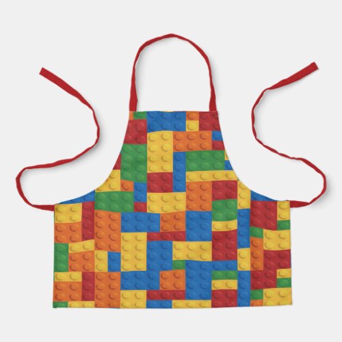 Kids Construction Building Blocks Toy Pattern Apron