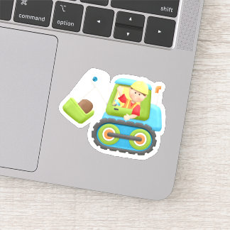  Kids Construction Bulldozer Die Cut Sticker Decal