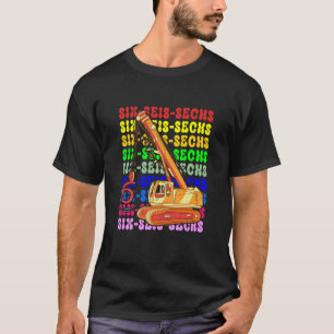 Kids Construction Car Crane 6th Birthday T-Shirt