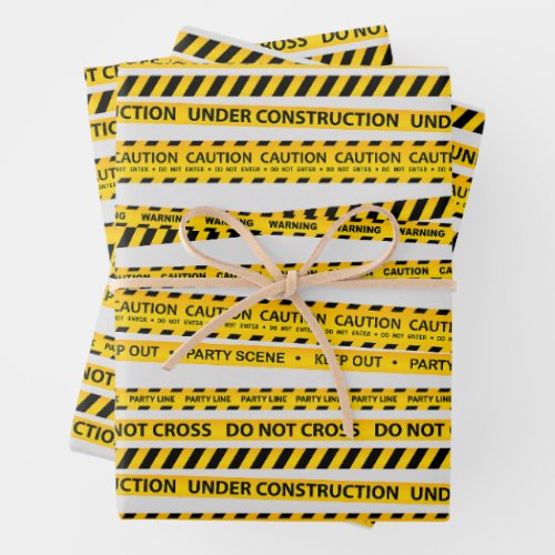 Kids Construction Caution Line Gift Party Supplies Wrapping Paper Sheets
