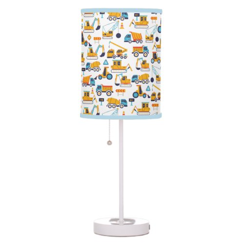 Kids Construction Dump Trucks Vehicles Pattern Table Lamp