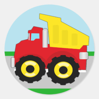 Kids Construction Dumptruck Classic Round Sticker