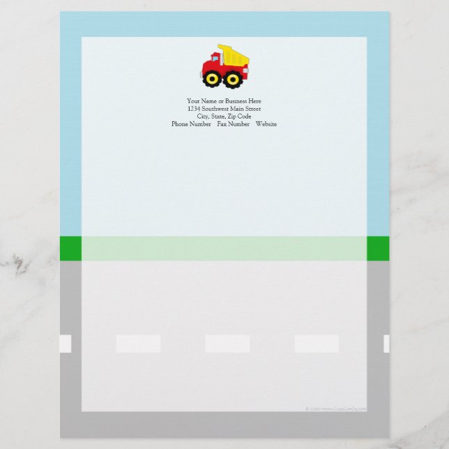 Kids Construction Dumptruck Letterhead (Front)