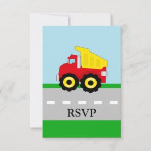 Kids Construction Dumptruck Matching RSVP Card