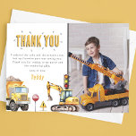 Kids Construction Photo Birthday Party Thank You Card<br><div class="desc">Say thank you to your guests in a special way with a thank you card that features a favorite birthday photo of yours! Printed with cheerful watercolor images of a digger, dump truck, traffic lights, and road signs, this card is sure to put a smile on their face and make...</div>