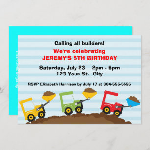 Kids Construction Site Birthday Invitation