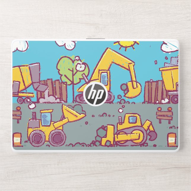 Kids Construction Themed HP Laptop Skin (Front)