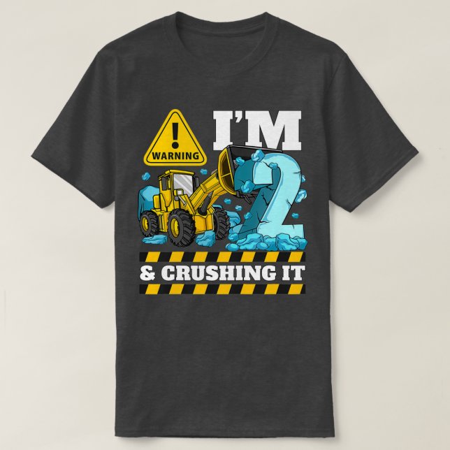 Kids Construction Truck 2nd Birthday Shirt Boy 2 B (Design Front)