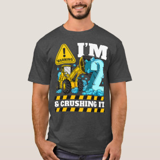 Kids Construction Truck 2nd Birthday Shirt Boy 2 B
