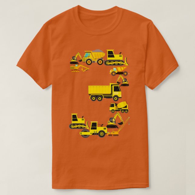 Kids Construction Truck 3rd Birthday 3 Year Old Ou T-Shirt (Design Front)