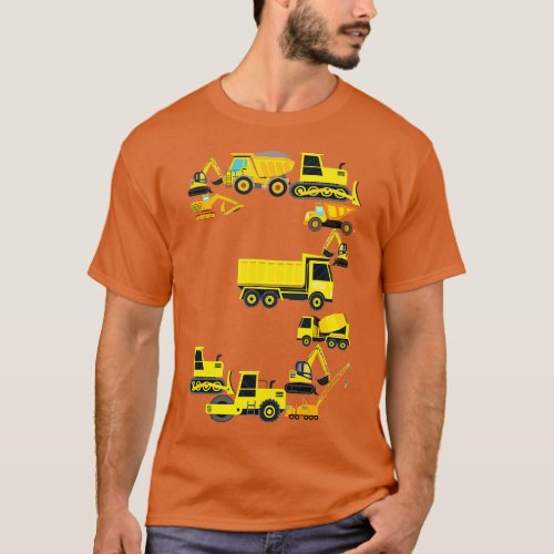 Kids Construction Truck 3rd Birthday 3 Year Old Ou T_Shirt