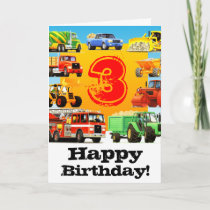 Kids Construction Truck 3rd Birthday Card