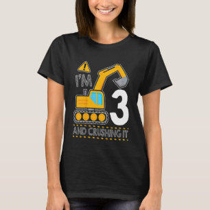 Kids Construction Truck 3rd Birthday I'm 3 And Cru T-Shirt