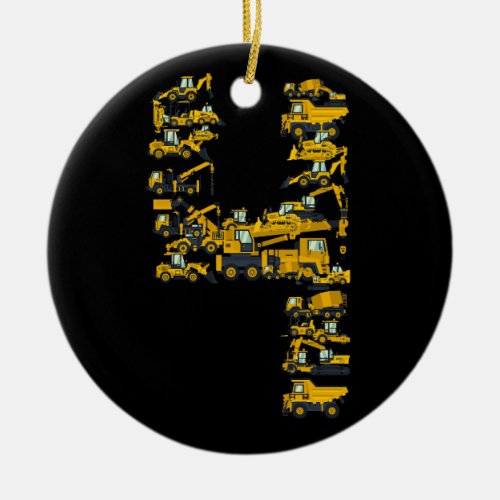 Kids Construction Truck 4th Birthday 4 Year Old Ou Ceramic Ornament