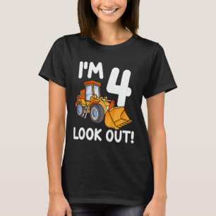Kids Construction Truck 4th Birthday Boy 4 Four Bu T-Shirt