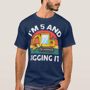 Kids Construction Truck 5th Birthday 5 Years Old D T-Shirt