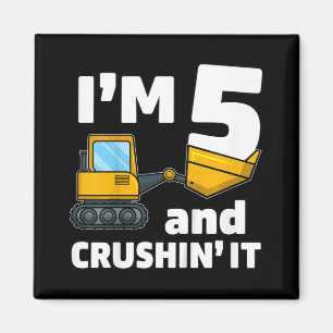 Kids Construction Truck 5th Birthday Boy 5 Year O Magnet