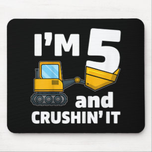 Kids Construction Truck 5th Birthday Boy 5 Year O Mouse Pad