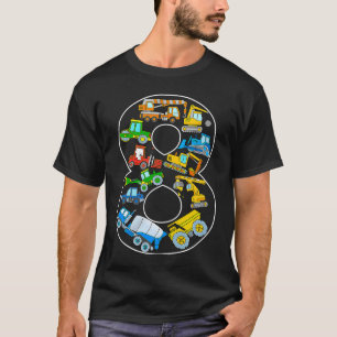 Kids Construction Truck 8th Birthday 8 Year Old bo T-Shirt