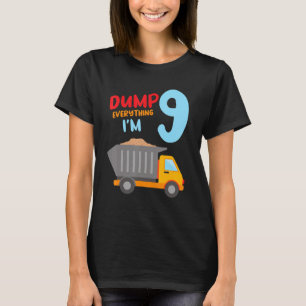 Kids Construction Truck 9th Birthday Boy 9 Nine Ye T-Shirt