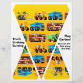 Kids Construction Truck Party Decorations Bunting (Front)