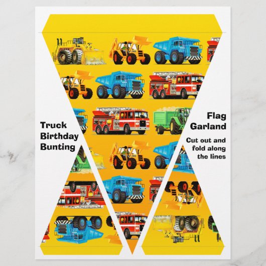 Kids Construction Truck Party Decorations Bunting (Front)