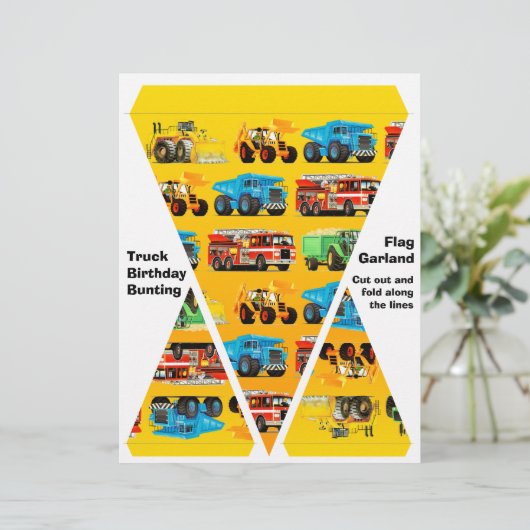 Kids Construction Truck Party Decorations Bunting (Standing Front)