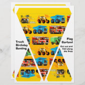 Kids Construction Truck Party Decorations Bunting (Front/Back)