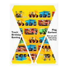 Kids Construction Truck Party Decorations Bunting Flyer