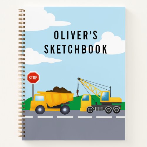 Kids Construction Truck Theme Sketchbook Notebook