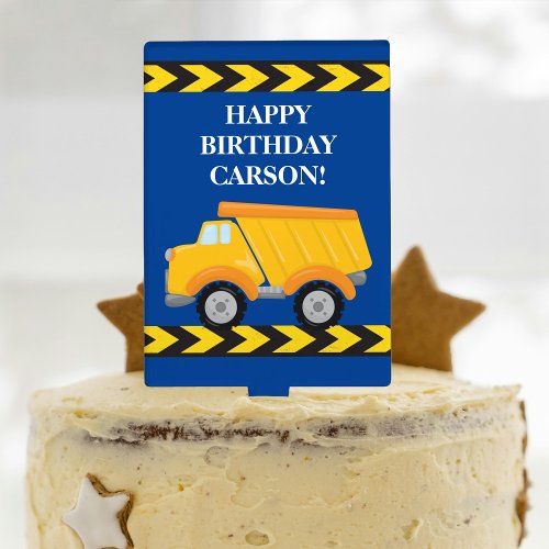 Kids Construction Vehicle Custom Birthday Party Cake Topper