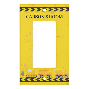 Kids Construction Vehicle Custom Boys Bedroom Light Switch Cover