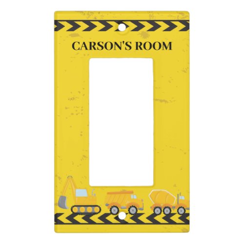 Kids Construction Vehicle Custom Boys Bedroom Light Switch Cover