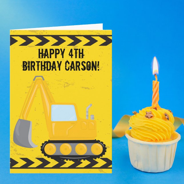 Kids Construction Vehicle Custom Happy Birthday Card (Creator Uploaded)